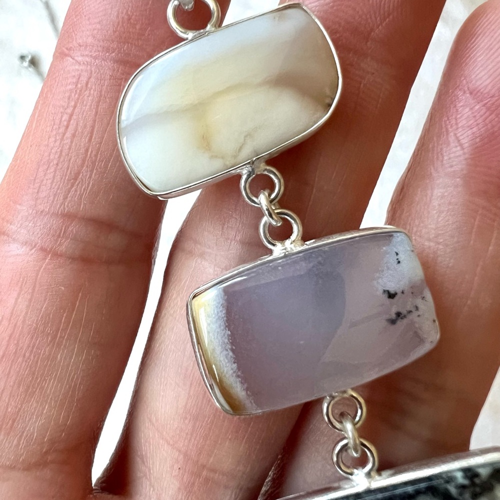925 EARTH ENERGY Moss Dendrite Agate Cleavage Pendant Necklace - Picture 7 of 9